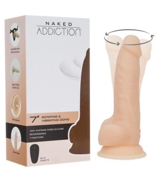 Naked Addiction - Realistische Roterende Dildo Met Afstandsbediening - 18 cm