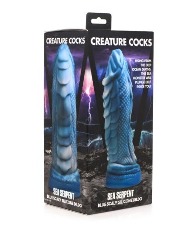 Zeeslang Geschubde Dildo - Blauw