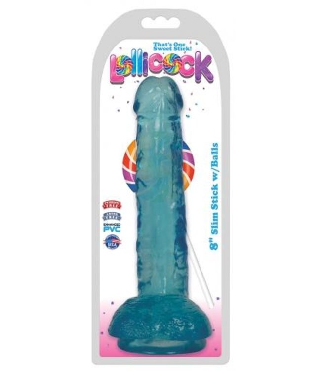 Lollicock - Dildo Slim Stick With Balls - Berry Ice - 20.3 cm