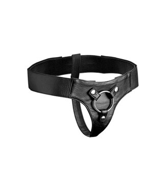 Strap U Leren Strap On Harnas - Zwart