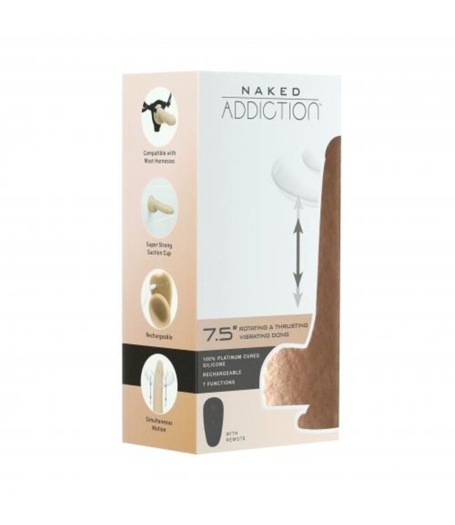 Naked Addiction - Realistische Roterende En Stotende Dildo Met Afstandsbediening - 19 cm