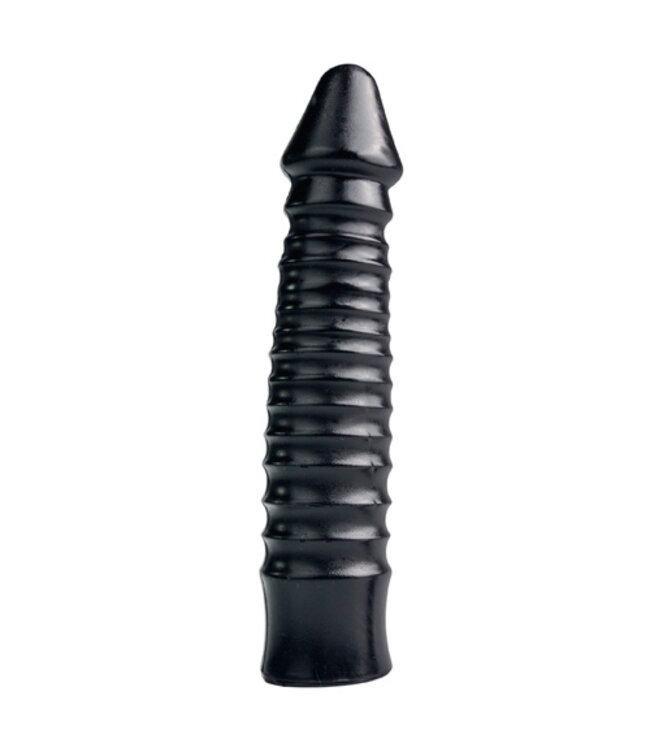 Grote Dildo Met Geribbelde Schacht - Zwart