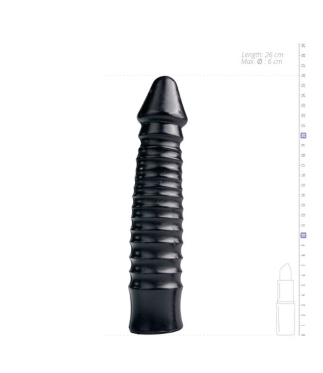 Grote Dildo Met Geribbelde Schacht - Zwart