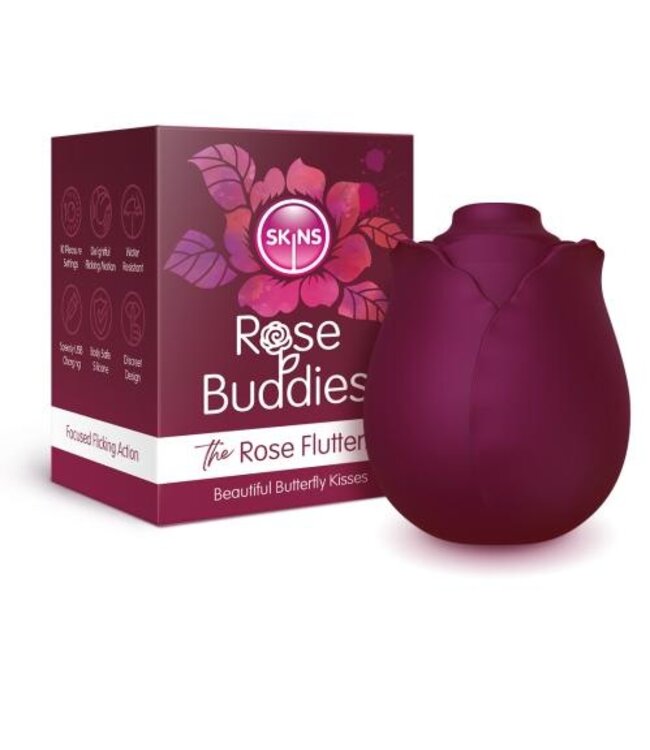 Skins Rose Buddies - The Rose Flutterz Vibrator - Wijnrood
