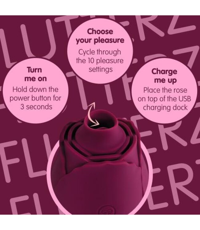 Skins Rose Buddies - The Rose Flutterz Vibrator - Wijnrood