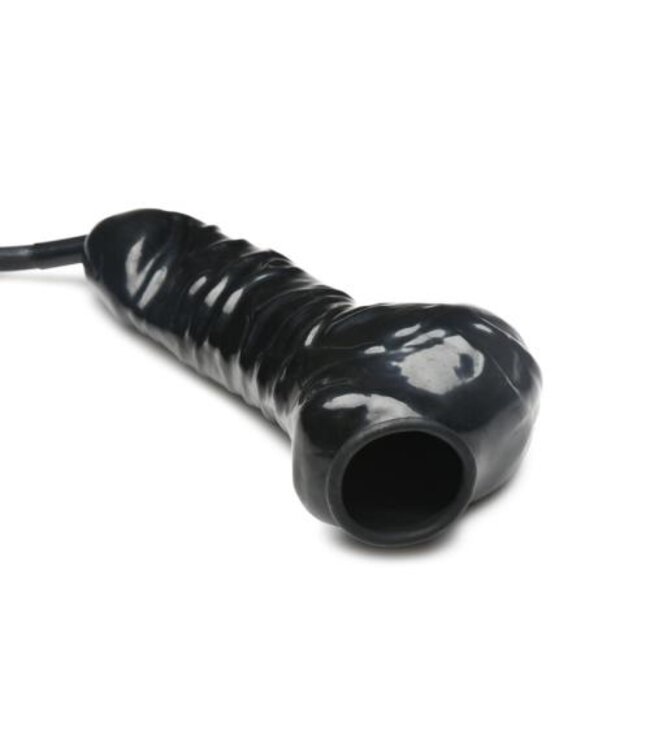 Guzzler Realistische Latex Penis Sleeve Met Slang - Zwart