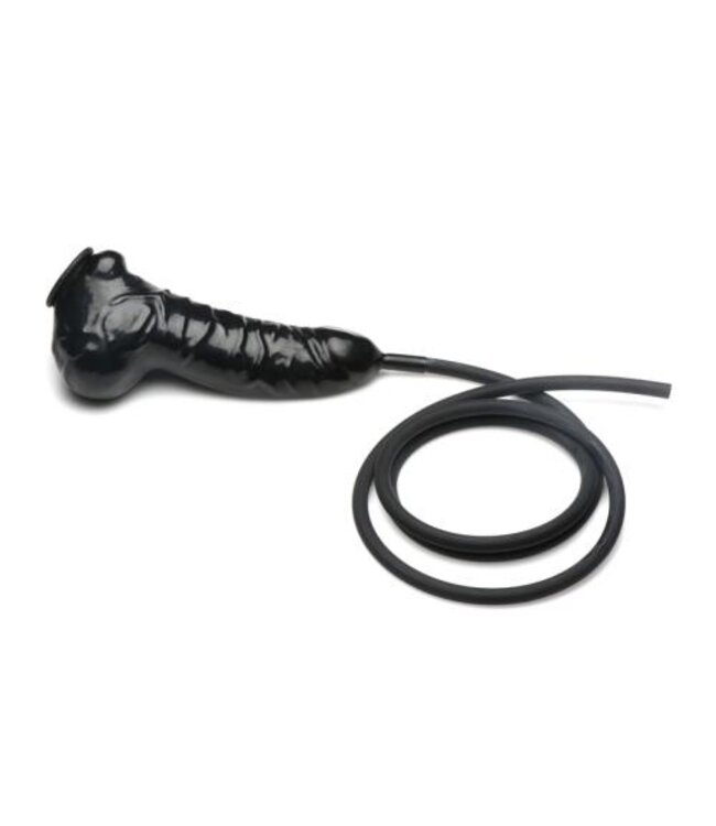 Guzzler Realistische Latex Penis Sleeve Met Slang - Zwart