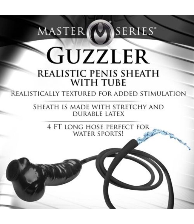 Guzzler Realistische Latex Penis Sleeve Met Slang - Zwart