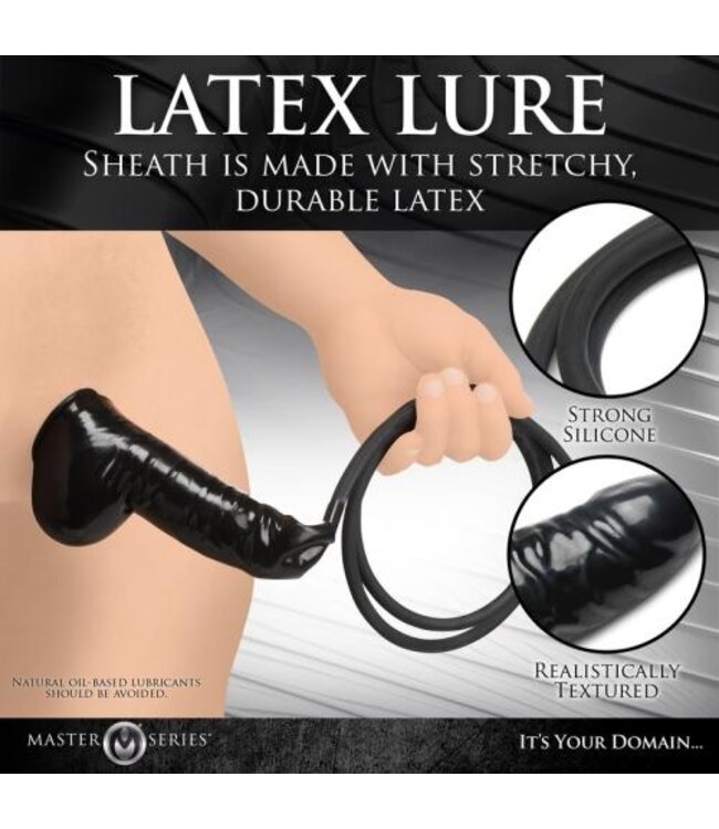 Guzzler Realistische Latex Penis Sleeve Met Slang - Zwart