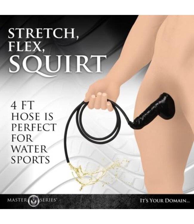 Guzzler Realistische Latex Penis Sleeve Met Slang - Zwart