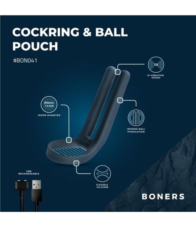Boners Cockring & Ball Stimulator - Blauw