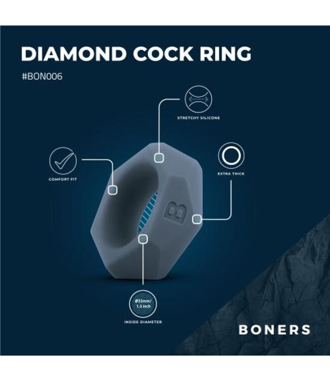 Boners Cockring Met Diamant Design - Grijs