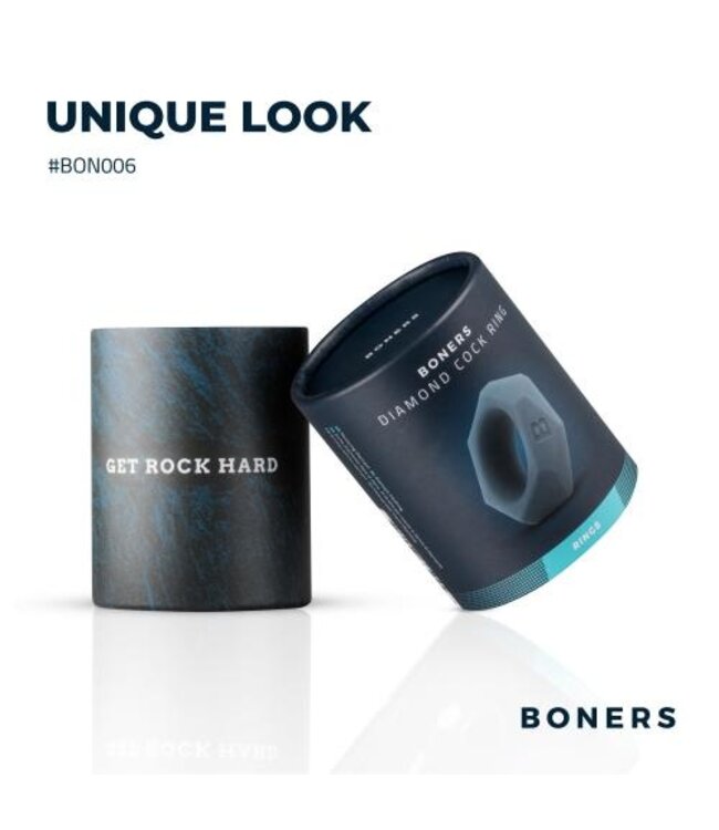 Boners Cockring Met Diamant Design - Grijs