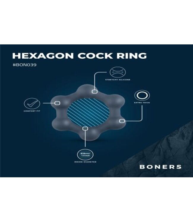 Boners Hexagon Cockring Met Stalen Kogels