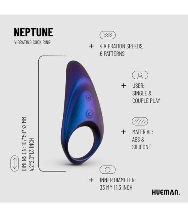 Hueman - Neptune Vibrerende Cockring + Afstandsbediening