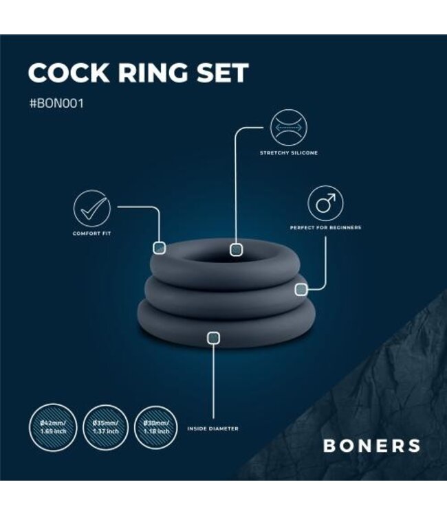 Boners 3-Delige Cockringen Set - Grijs