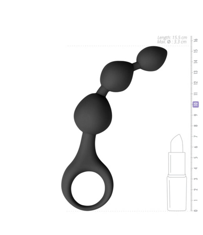 Siliconen anale kralen dildo - zwart