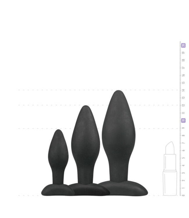 Siliconen buttplugsetje - zwart