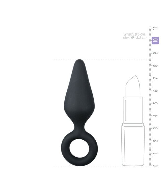 Zwarte buttplug met trekring - small