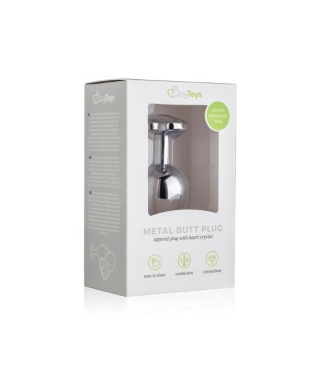 Metalen buttplug met hartje - zilverkleurig