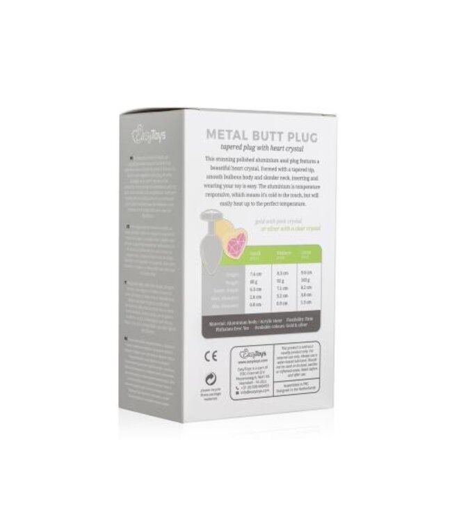 Metalen buttplug met hartje - zilverkleurig