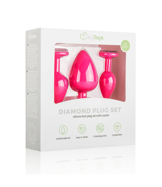 Siliconen Buttplug Met Diamant - Roze