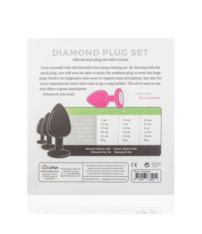 Siliconen Buttplug Met Diamant - Roze