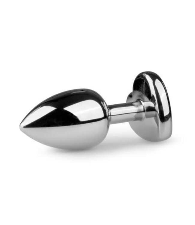 Zilverkleurige Buttplug Met Hartvormige Transparante Steen