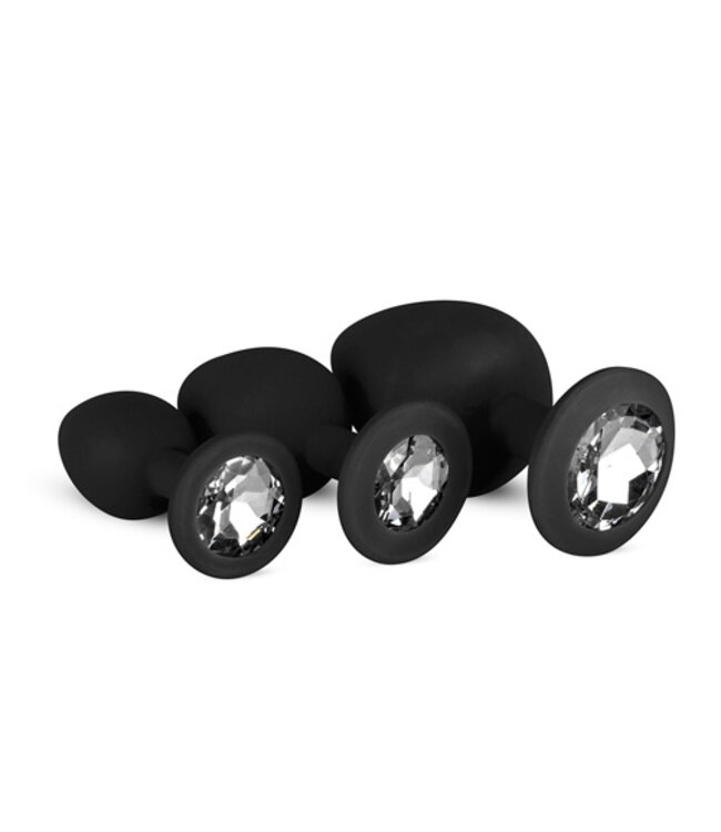 Siliconen Buttplug Met Diamant - Zwart
