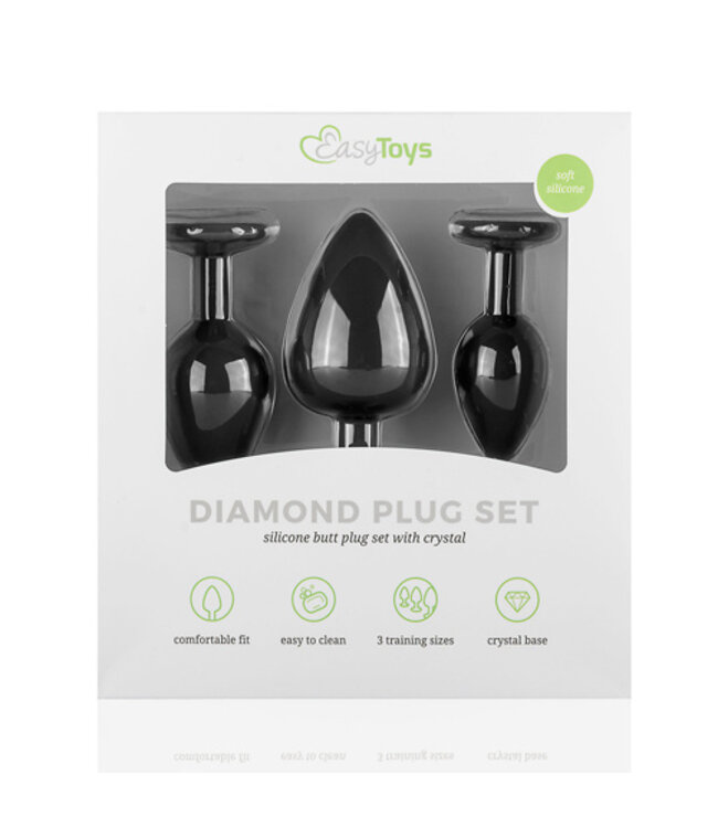 Siliconen Buttplug Met Diamant - Zwart