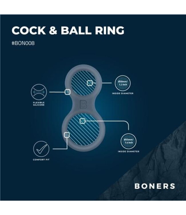 Boners Siliconen Cockring En Ballstretcher - Grijs