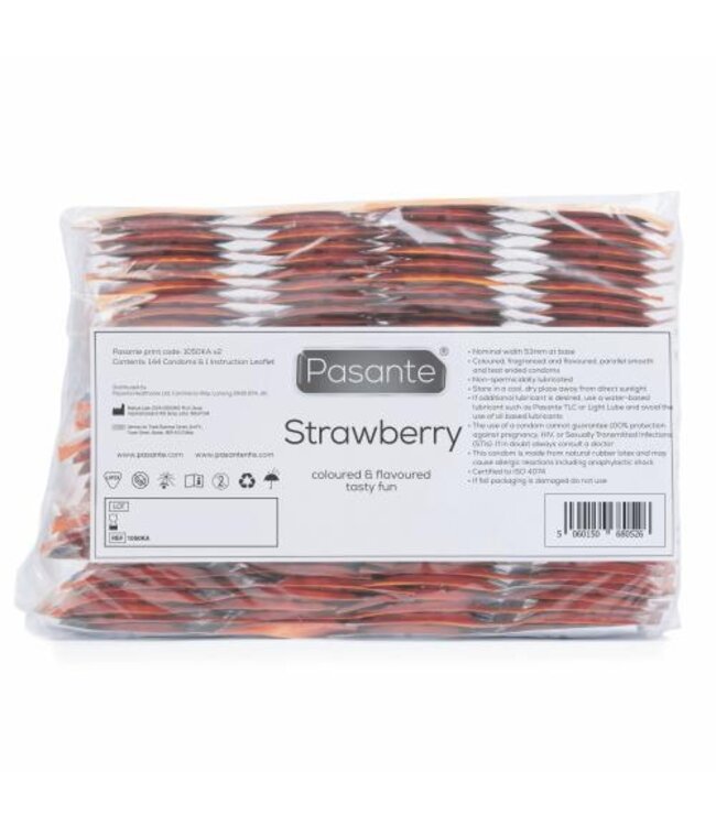 Pasante Aardbei Smaak Condooms - 144 stuks