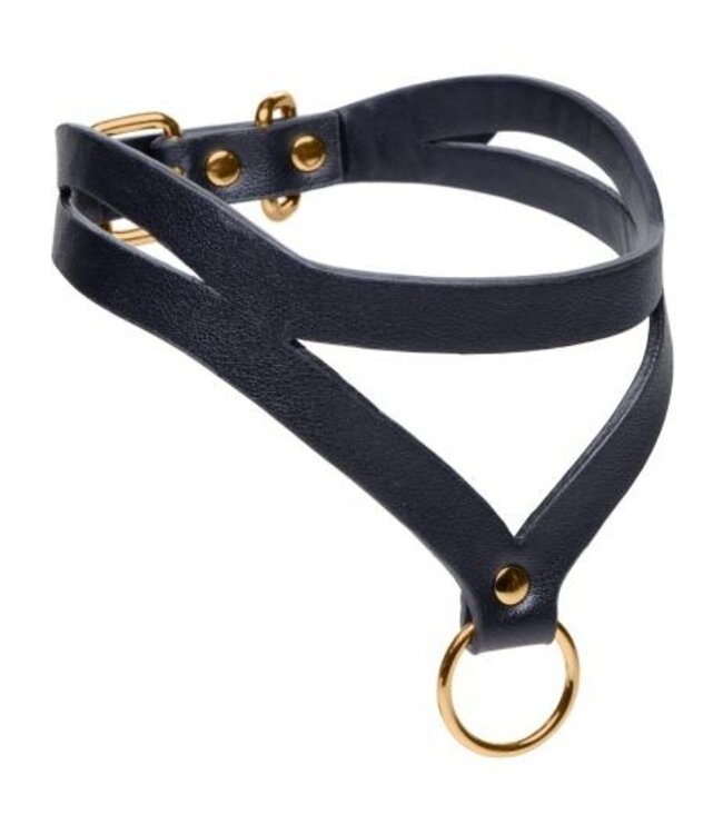 Bondage Baddie Collar Met O-ring - Zwart/Goud