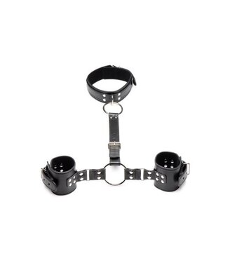 Strict Halsband Met Polsboeien Restraint Set - Zwart