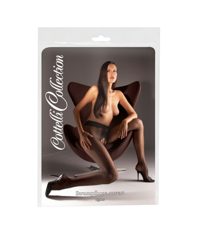 Zwarte Panty met Open Kruis