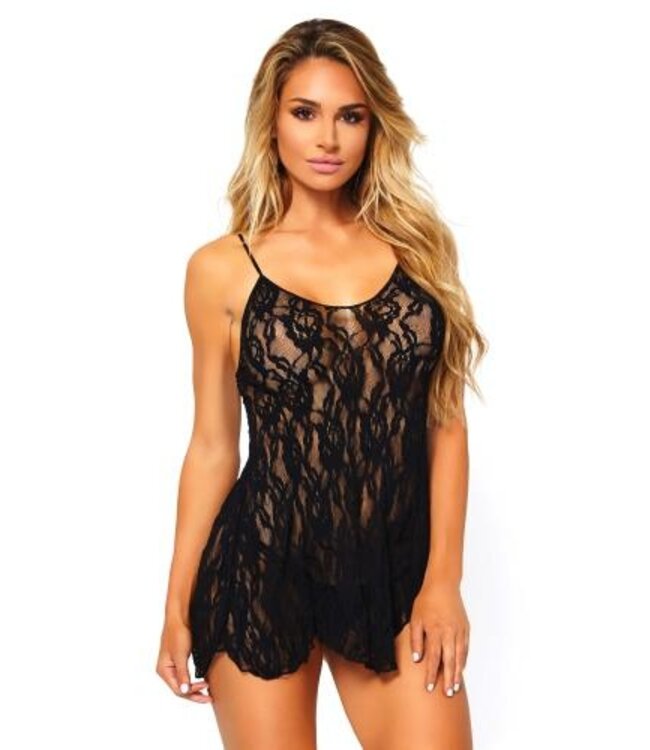 My Dreams Rose Kanten Babydoll - Zwart