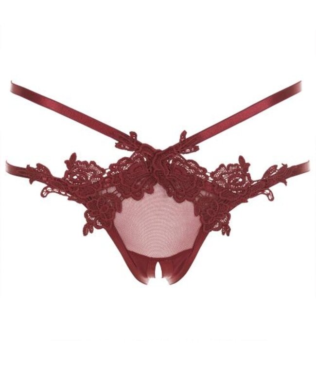 I Like It Rough String Met Open Kruisje - Burgundy