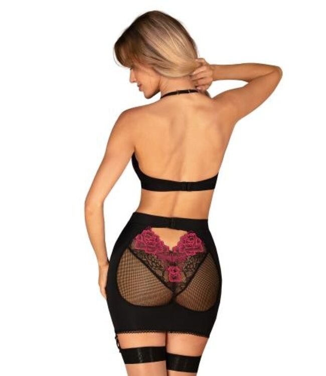 Obsessive - Rosenty Top & Skirt - Zwart/Paars