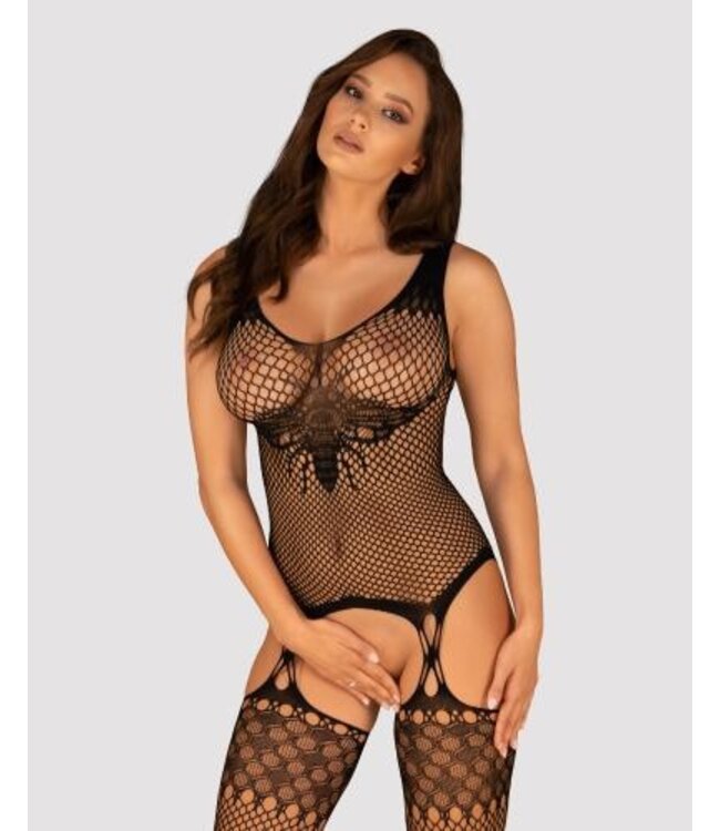 Vlinder Catsuit Met Jarretel Design - Zwart