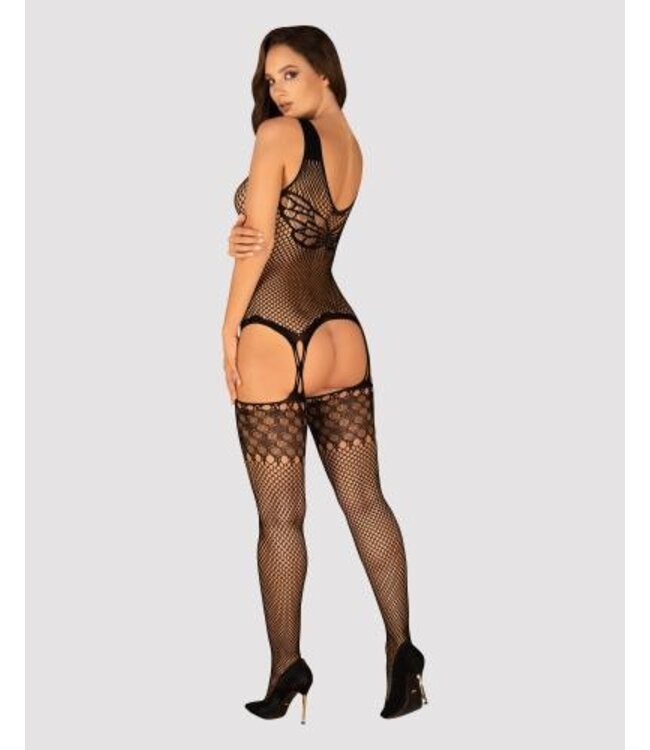 Vlinder Catsuit Met Jarretel Design - Zwart