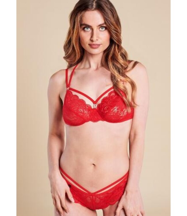 2-Delige Kanten BH Set - Rood