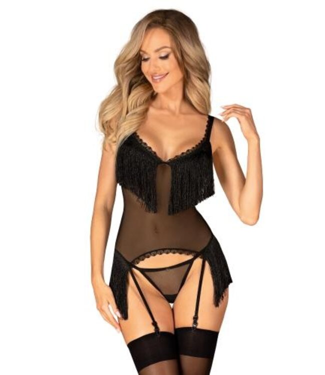 Obsessive - Sherila Korset & String - Zwart