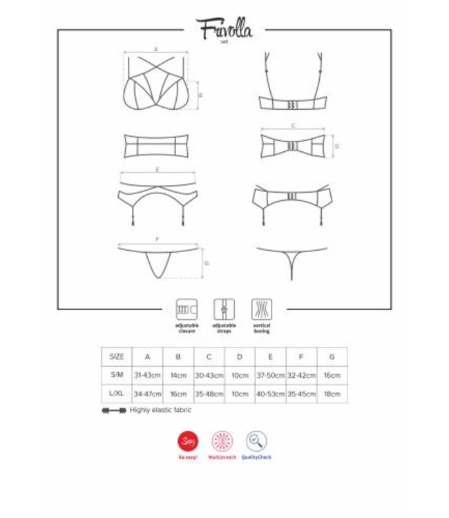 Frivolla 4-delige Jarretel Set - Zwart