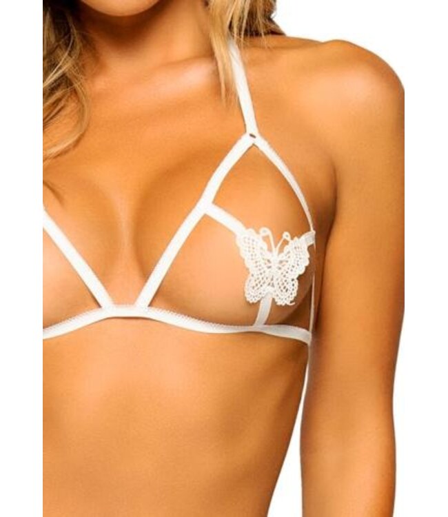 Open cup BH en Parels panty - Wit