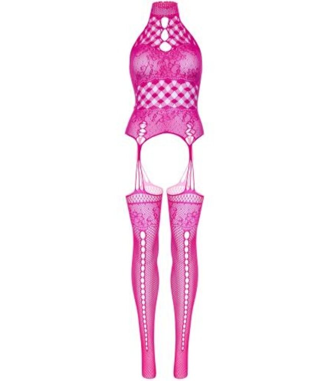 Halternek Jarretel Catsuit - Roze