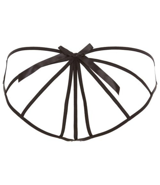 Caged String Met Open Kruisje - Zwart