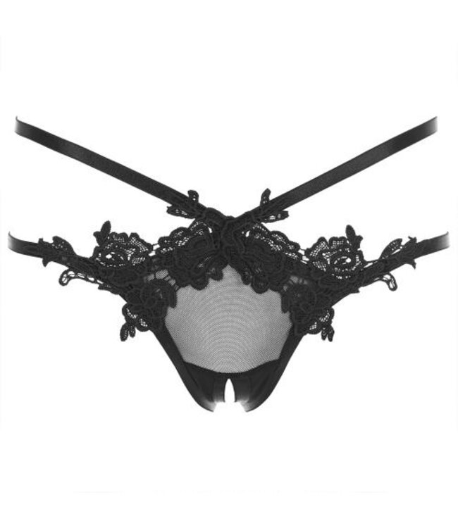 I Like It Rough String Met Open Kruisje - Zwart