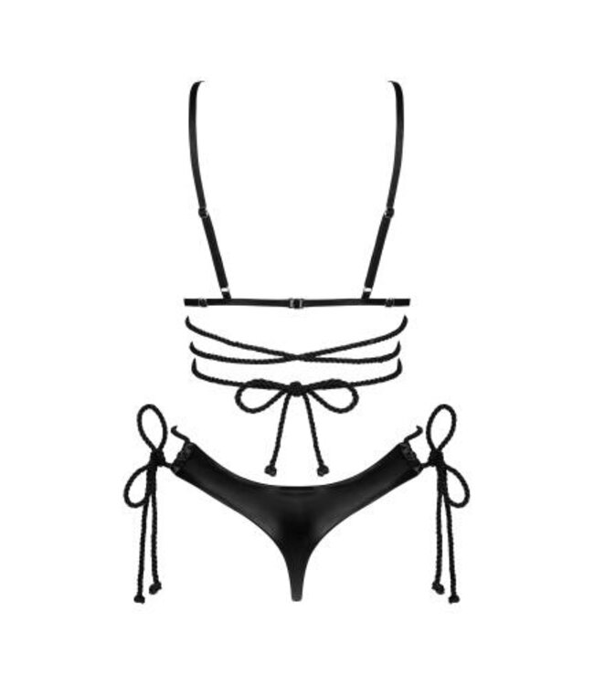 Cordellis- Sexy open cuploos set met open kruis - Zwart