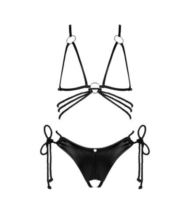 Cordellis- Sexy open cuploos set met open kruis - Zwart