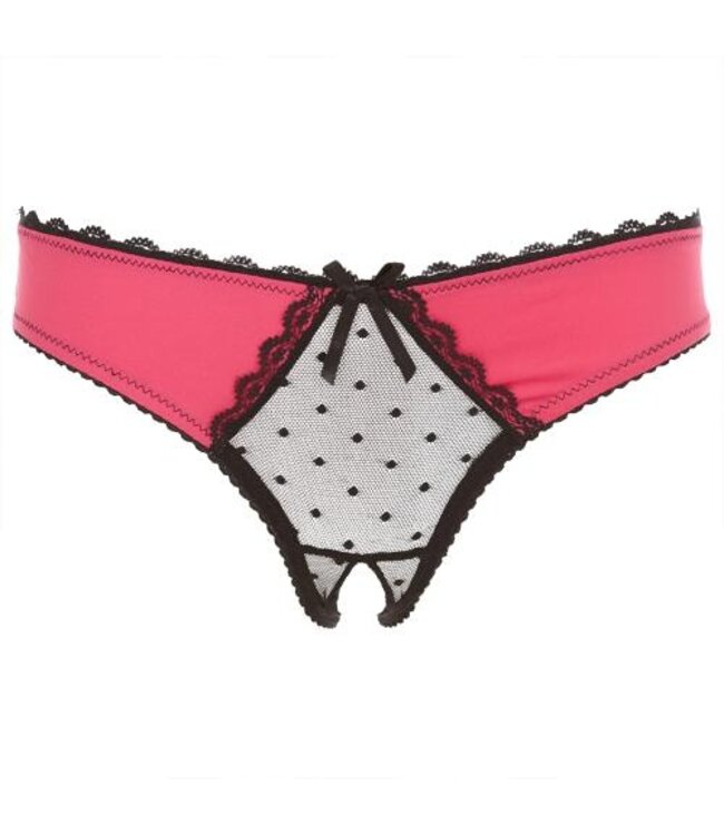 Frills Slip Met Open Kruisje - Roze/Zwart